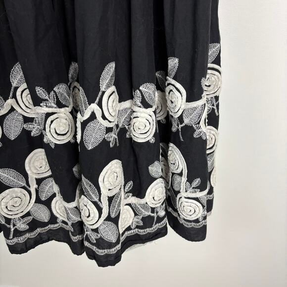 Whimsygoth Black Tulle Dress with White Floral Trim Women’s 14 Dark Romance - Picture 4 of 10